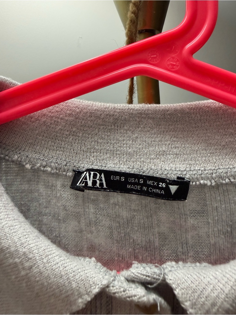 Zara Light Gray Ribbed Polo Long Sleeve Top - Picture 3 of 3